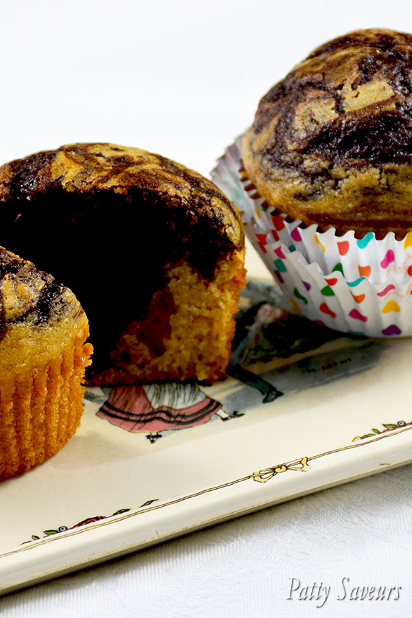 Chocolate and Peanut Butter Marbled Muffins